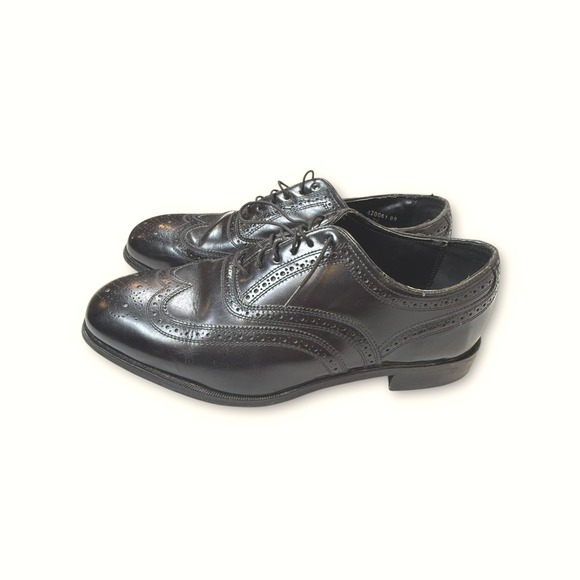 Florsheim Mens‎ Leather Wingtip Oxford Dress Shoes Black Size 10 3E - Picture 2 of 15